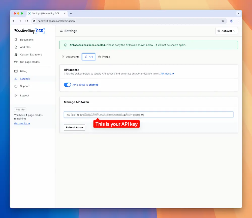 Get your API key to use the Handwriting OCR API for handwriting recognition