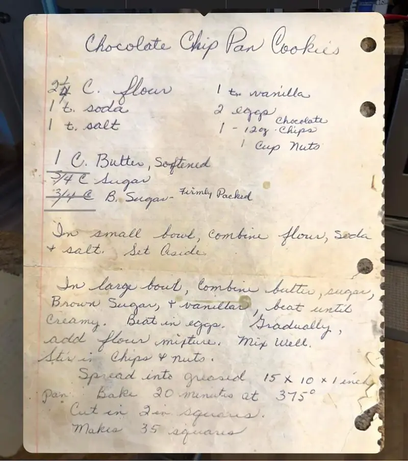 We'll use this handwritten recipe card for our example.