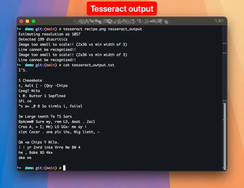 Tesseract performs poorly with handwritten text