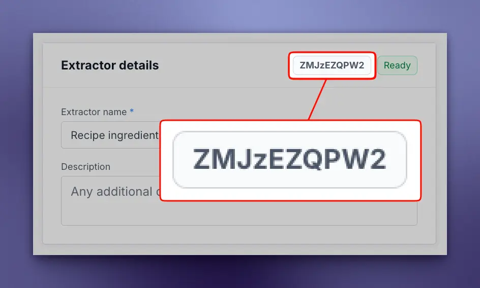 We need the extractor ID to use in our Python script